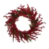 Nearly Natural 34 in. Cypress Artificial Wreath with Berries and Pine Cones