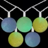 Northlight 7.5 ft. 10-Light Green Yellow and Blue Color Changing Sparkle Globe Patio LED Lights with White Wire