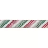 Northlight 2.5 in. x 16 yds. Red and Green Diagonal Glitter Stripe Wired Craft Ribbon
