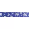 Northlight 2.5 in. x 16 yds. Metallic Blue and Silver Snowflake Wired Craft Ribbon