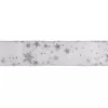 Northlight 2.5 in. x 16 yds. Shimmering Silver Glitter Stars on White Wired Craft Ribbon