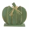 Northlight 14.5 in. Blue Slatted Halloween Table Top Pumpkin with Bow