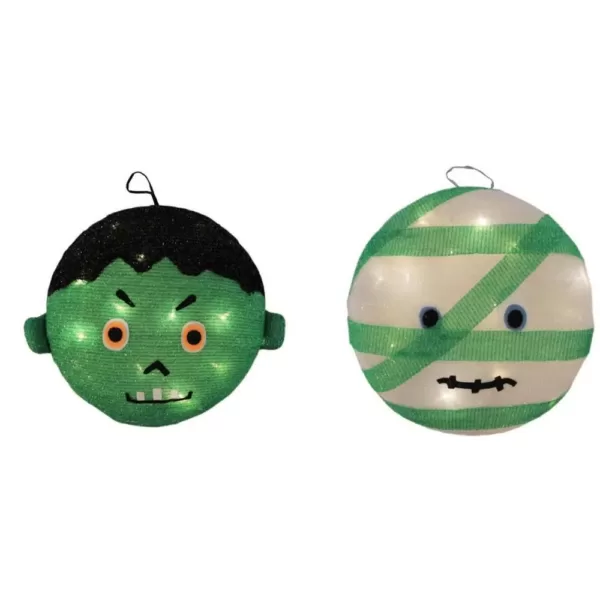 Northlight 14 in. LED Mummy and Frankenstein Halloween Decoration (Set of 2)