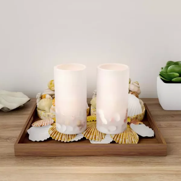 Lavish Home Seashell LED Flameless Candle Set (Set of 2)