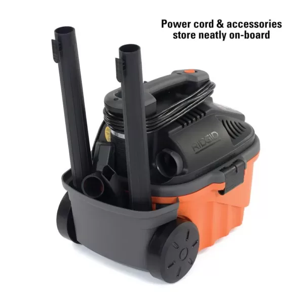 RIDGID 4 Gal. 5.0-Peak HP Portable Wet/Dry Shop Vacuum with Filter, Dust Bags, Hose and Accessories