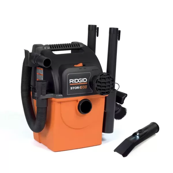 RIDGID 5 Gal. 5.0-Peak HP Portable Wall-Mountable Wet/Dry Shop Vacuum with Filter, Hose, Accessories and LED Car Nozzle
