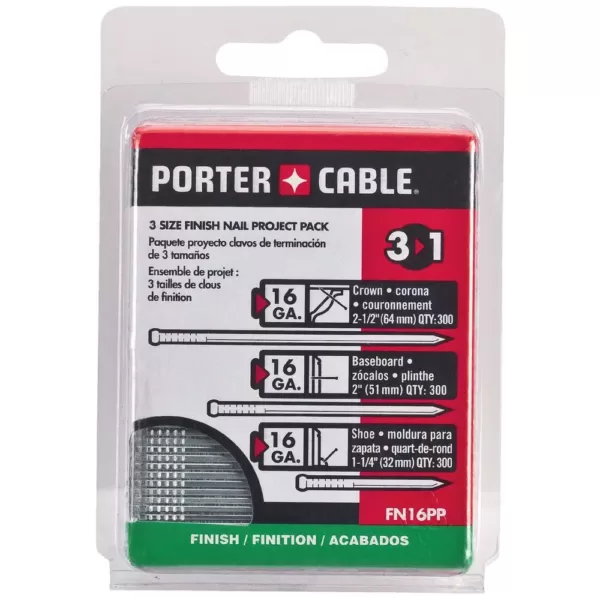 Porter-Cable Pneumatic 16-Gauge 2-1/2 in. Nailer Kit with Bonus 16-Gauge Finish Nail Project Pack (900 per Box)