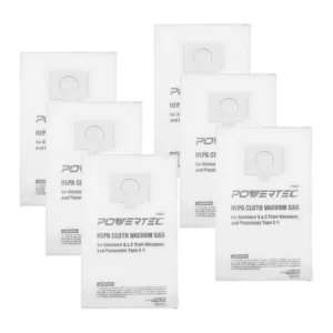 POWERTEC HEPA Cloth Vacuum Bag Replacement for Kenmore Q and C Style Vacuums, and Panasonic Type C-5 (6-Pack)