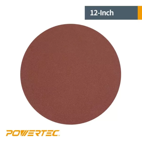 POWERTEC 12 in. 180 Grit PSA Aluminum Oxide Self Stick Sanding Disc (10-Pack)