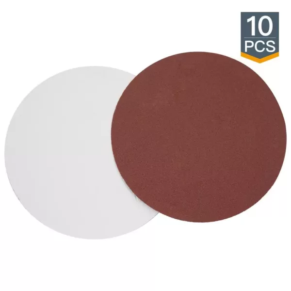 POWERTEC 12 in. 180 Grit PSA Aluminum Oxide Self Stick Sanding Disc (10-Pack)