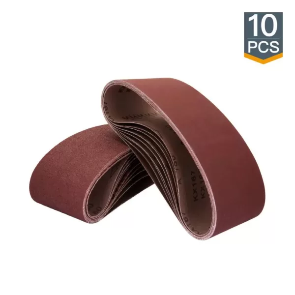 POWERTEC 3 in. x 18 in. 320-Grit Aluminum Oxide Sanding Belt (10-Pack)