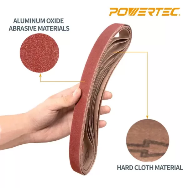 POWERTEC 1 in. x 42 in. 150-Grit Aluminum Oxide Sanding Belt (10-Pack)