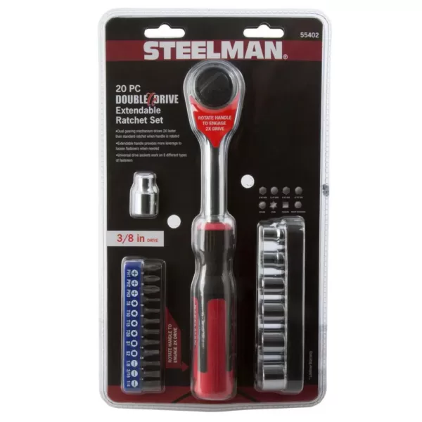 STEELMAN PRO Double Drive Extendable Ratchet Set (20-Piece)