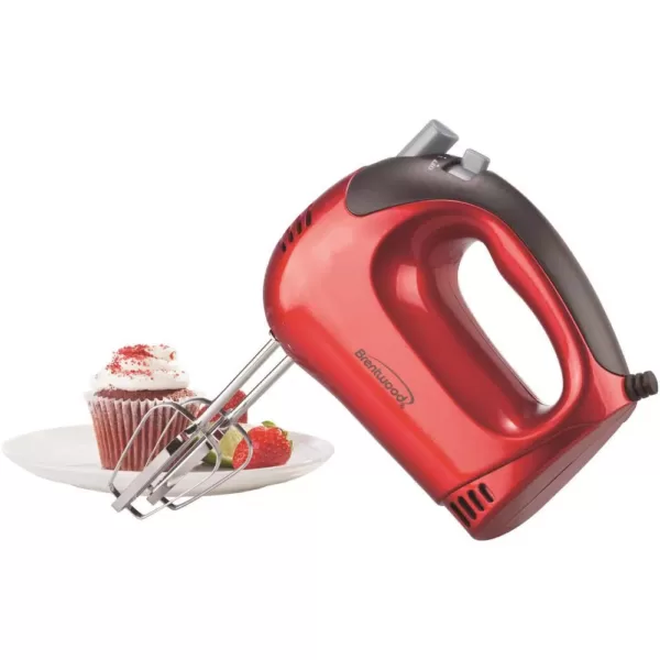 Brentwood Appliances 50 oz.12-Speed Red Countertop Blender with Electric Hand Mixer