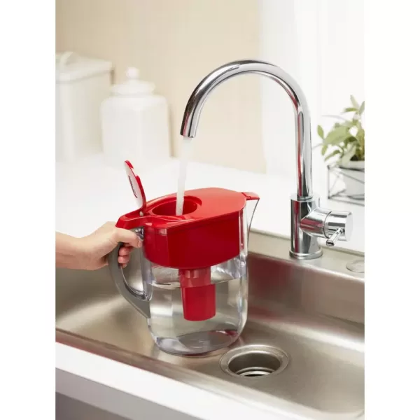 Brita 10-Cup Large Water Filter Pitcher in Red, BPA Free