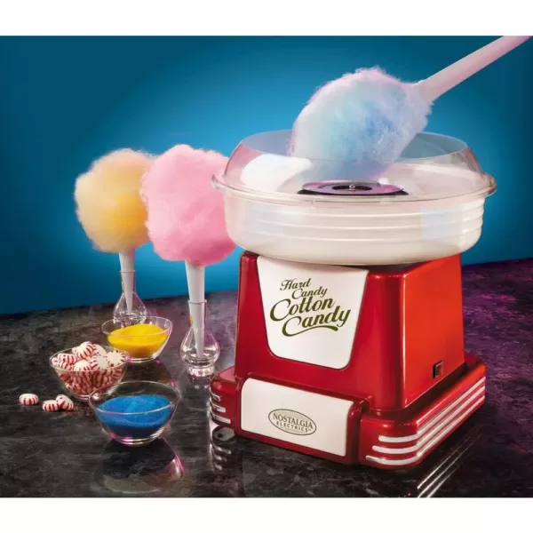 Nostalgia Retro Red Hard and Sugar Free Cotton Candy Maker with Cotton Candy Cones