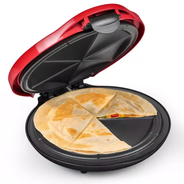 Nostalgia 900 W Red Quesadilla Maker with Extra Stuffing Latch