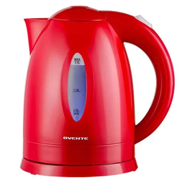 Ovente KP72R 7-Cup Red BPA Free Electric Kettle With Auto Shut-Off and Boil-Dry Protection