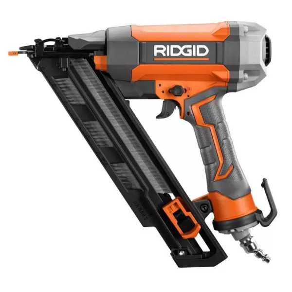 RIDGID 15-Gauge 2-1/2 in. Angled Finish Nailer with CLEAN DRIVE Technology, Tool Bag, and Sample Nails