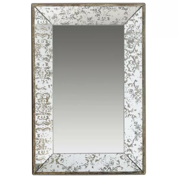 A & B Home 24 in. x 15 in. Decorative Mirror Tray in Rustic Brown