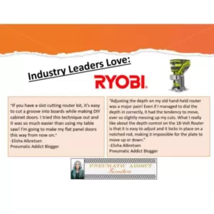 RYOBI 18-Volt ONE+ Cordless Fixed Base Trim Router with Tool Free Depth Adjustment with 2.0 Ah Battery and Charger Kit