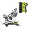 RYOBI 15 Amp 10 in. Sliding Compound Miter Saw and 18-Volt Cordless Airstrike ONE+ Brad Nailer