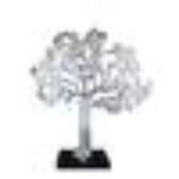 Benjara Stylish Silver and Black Aluminum Tree Decor with Block Base