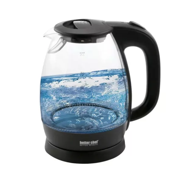 Better Chef 7-Cup Black and Clear Glass Cordless Electric Tea Kettle