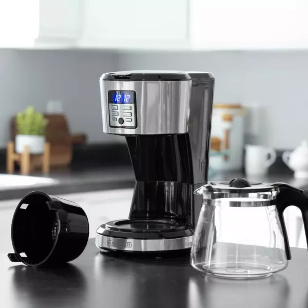 BLACK+DECKER 12-Cup Silver Accents Programmable Coffeemaker with Vortex Technology