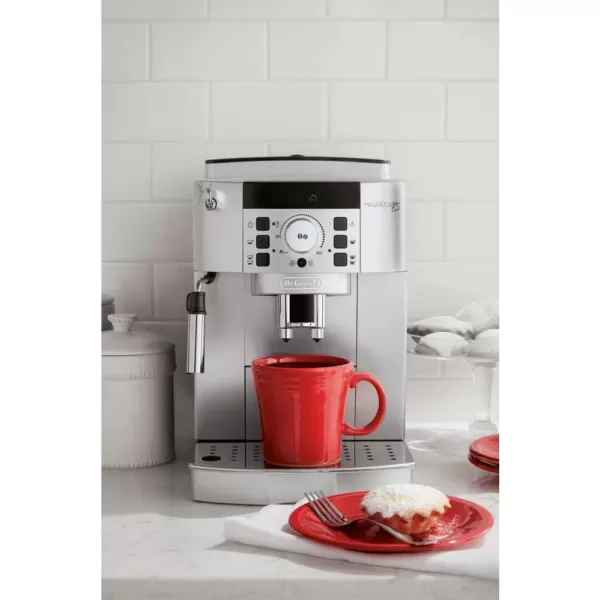 DeLonghi Magnifica XS Compact Fully Automatic Black and Silver Espresso Machine and Cappuccino Maker