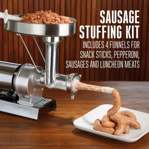 Weston Butcher Series #8 0.5 HP Electric Meat Grinder with Sausage Stuffing Kit