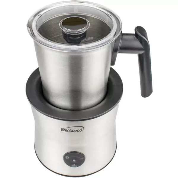 Brentwood Appliances 15 oz. Silver Cordless Electric Milk Frother with Warmer and Hot Chocolate Maker