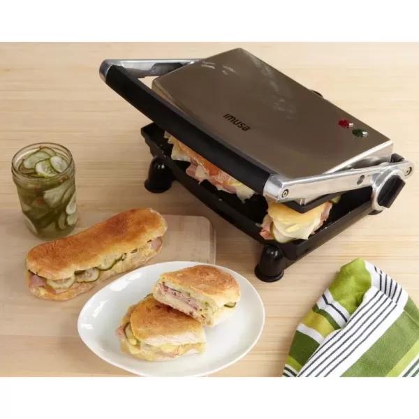 IMUSA 1000 W Silver Non-Stick Panini Press