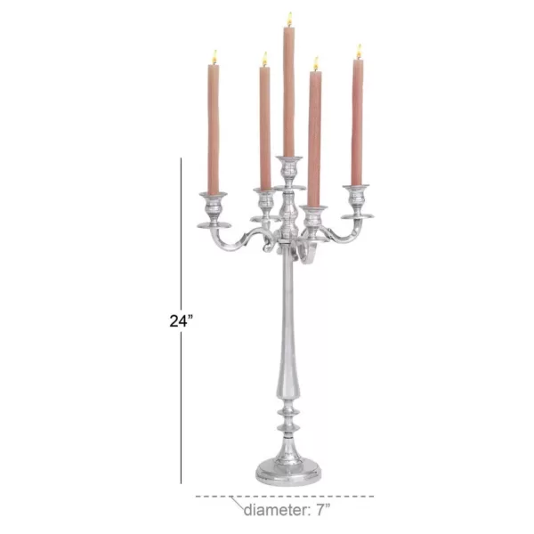 LITTON LANE 24 in. x 10 in. Classic Aluminum Five Light Candelabra in Polished finish