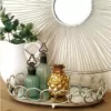 LITTON LANE Modern Silver Decorative Oval Ring Mirror Trays (Set of 2)