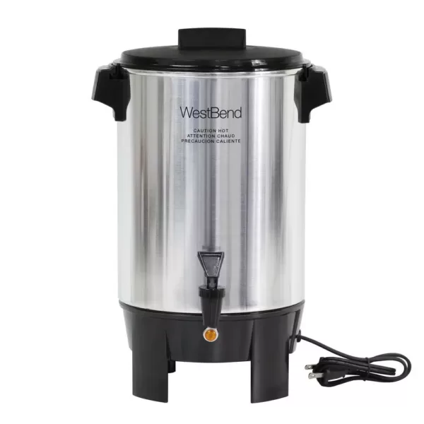 West Bend 30-Cup Silver Commercial Aluminum Coffee Urn Features Automatic Temperature Control with Quick Brewing