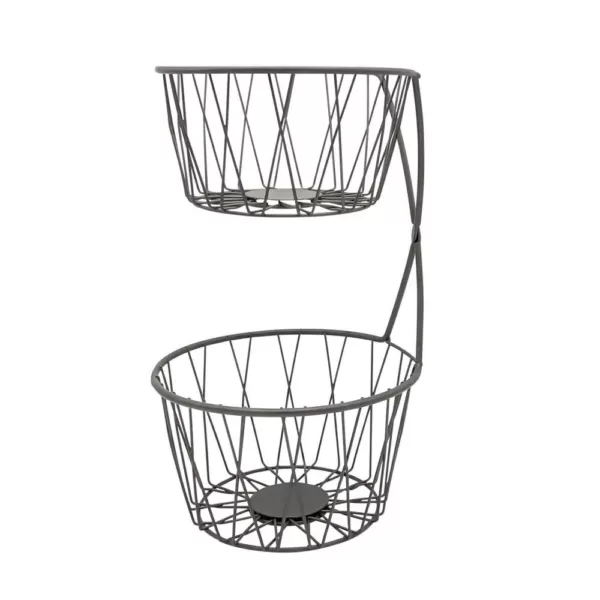 Spectrum Paxton 2-Tier Server Baskets, For Fruit, Produce, Bread, K-Cups, Snacks and More, Industrial Gray