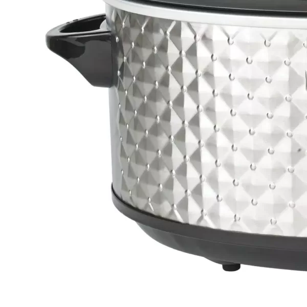 Brentwood Appliances Diamond 7 Qt. Stainless Steel Slow Cooker with Tempered Glass Lid