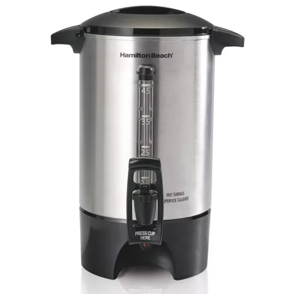 Hamilton Beach 45-Cup Stainless Steel Coffee Urn with One-Handed Dispensing