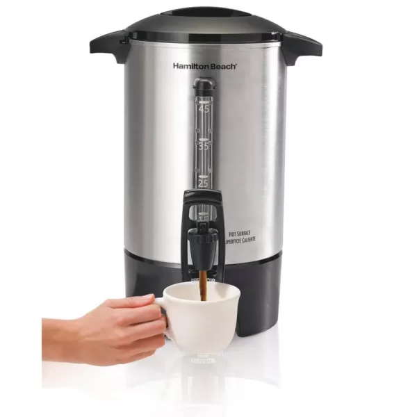 Hamilton Beach 45-Cup Stainless Steel Coffee Urn with One-Handed Dispensing