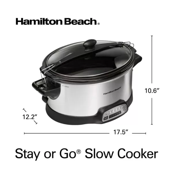 Hamilton Beach Programmable Stay or Go 6 Qt. Stainless Steel Slow Cooker with Bonus Party Dipper