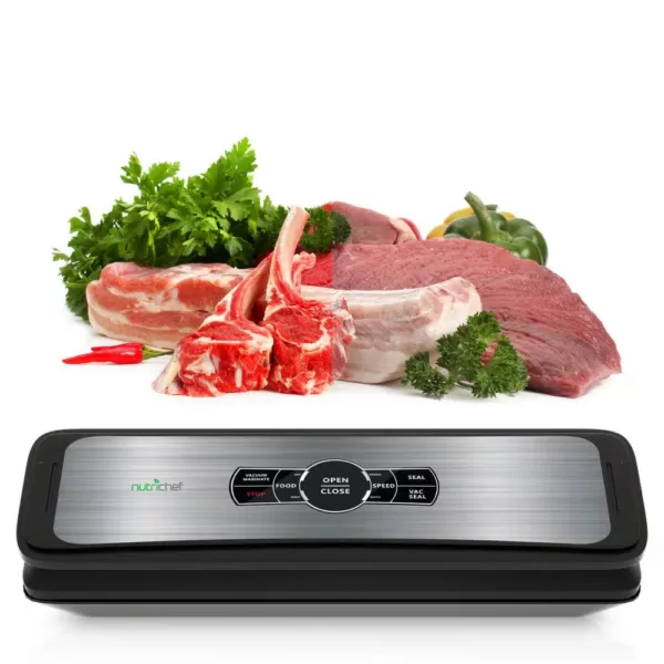 NutriChef White with Digital Scale 1-Touch Automatic Open and Close Food Vacuum Sealer Electric Air Sealing Preserver