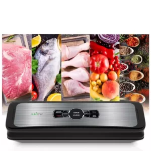 NutriChef White with Digital Scale 1-Touch Automatic Open and Close Food Vacuum Sealer Electric Air Sealing Preserver