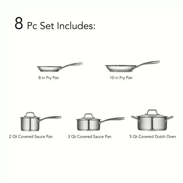 Tramontina Gourmet Prima 8-Piece Stainless Steel Cookware Set