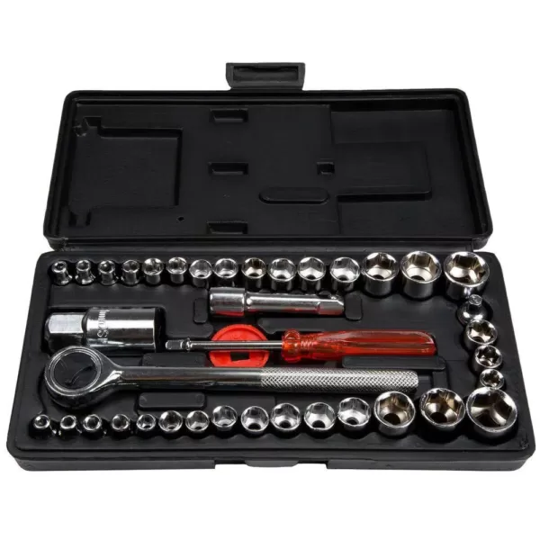 Stalwart 1/4 and 3/8 Socket Drive Set SAE and Metric (40-Piece)