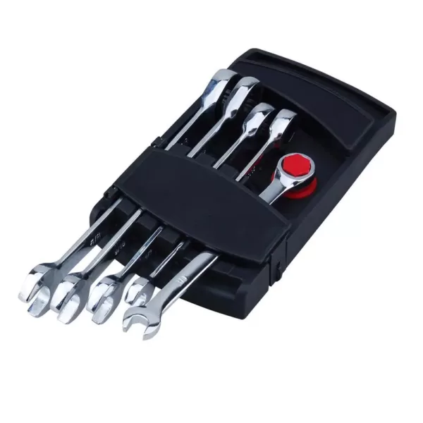 Steel Core Vanadium Steel SAE Ratchet Wrench Set (5-Piece) with Case