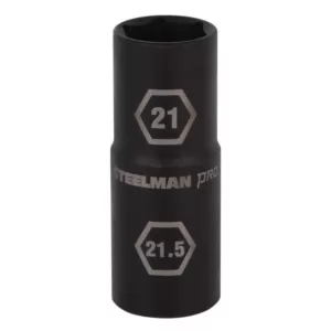 STEELMAN PRO 21 mm x 21.5 mm 1/2 in. Drive 6-Point Thin Wall Impact Flip Socket