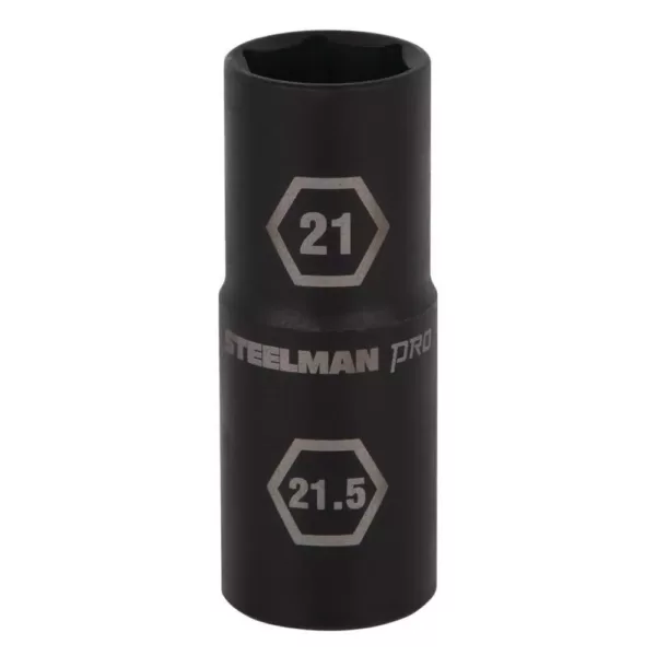 STEELMAN PRO 21 mm x 21.5 mm 1/2 in. Drive 6-Point Thin Wall Impact Flip Socket