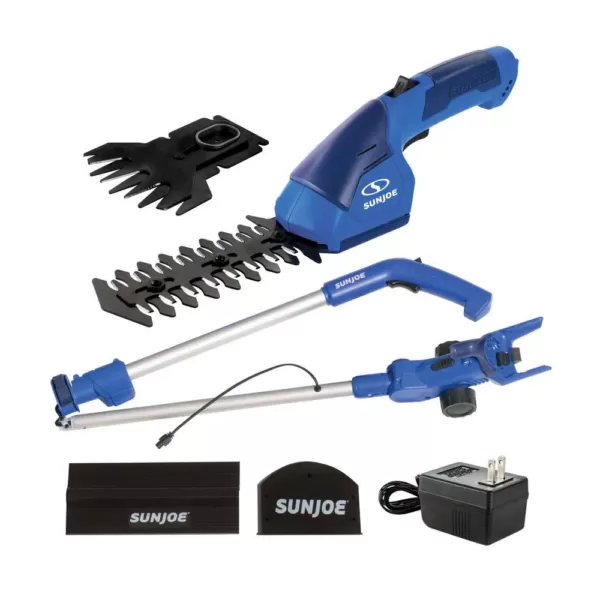 Sun Joe 7.2-Volt 2-in-1 Cordless Grass Shear and Hedge Trimmer with Extension Pole, Blue