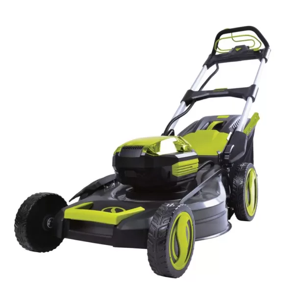 Sun Joe 21 in. 100-Volt Cordless Battery-Powered Walk-Behind Self Propelled Lawn Mower Kit with 5.0 Ah Battery Plus Charger
